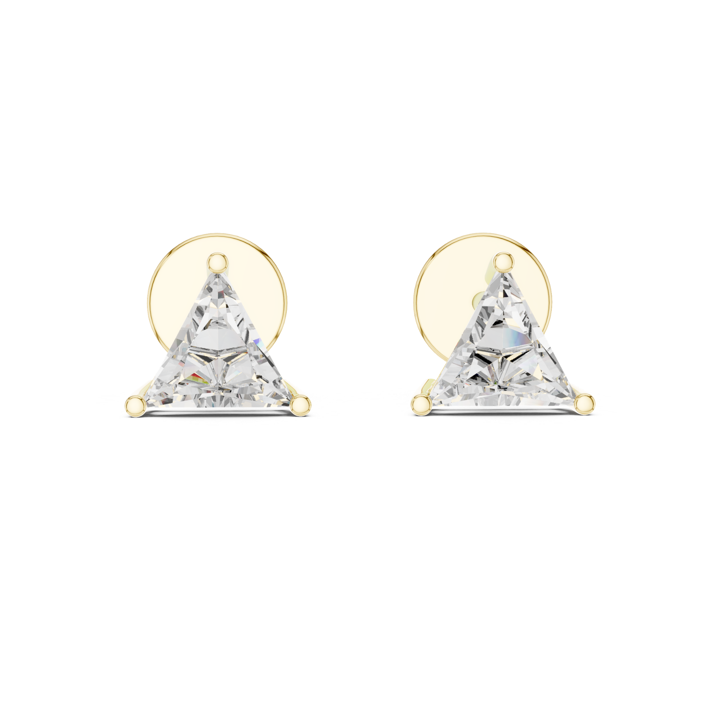 Trillion Cut Diamond Stud Earrings with Prong Setting | 18K