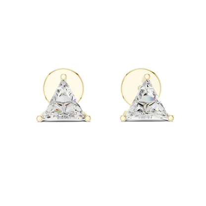 Trillion Cut Diamond Stud Earrings with Prong Setting | 18K