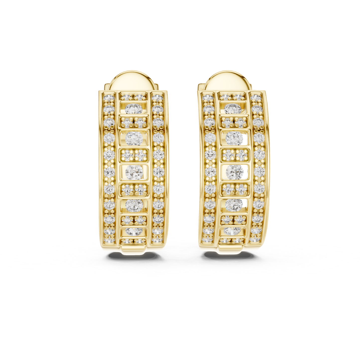 Geometric Diamond Hoop Earrings with Round Brilliant Details | Modern Luxe