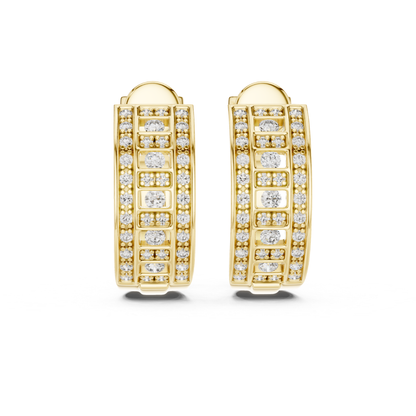 Geometric Diamond Hoop Earrings with Round Brilliant Details | Modern Luxe