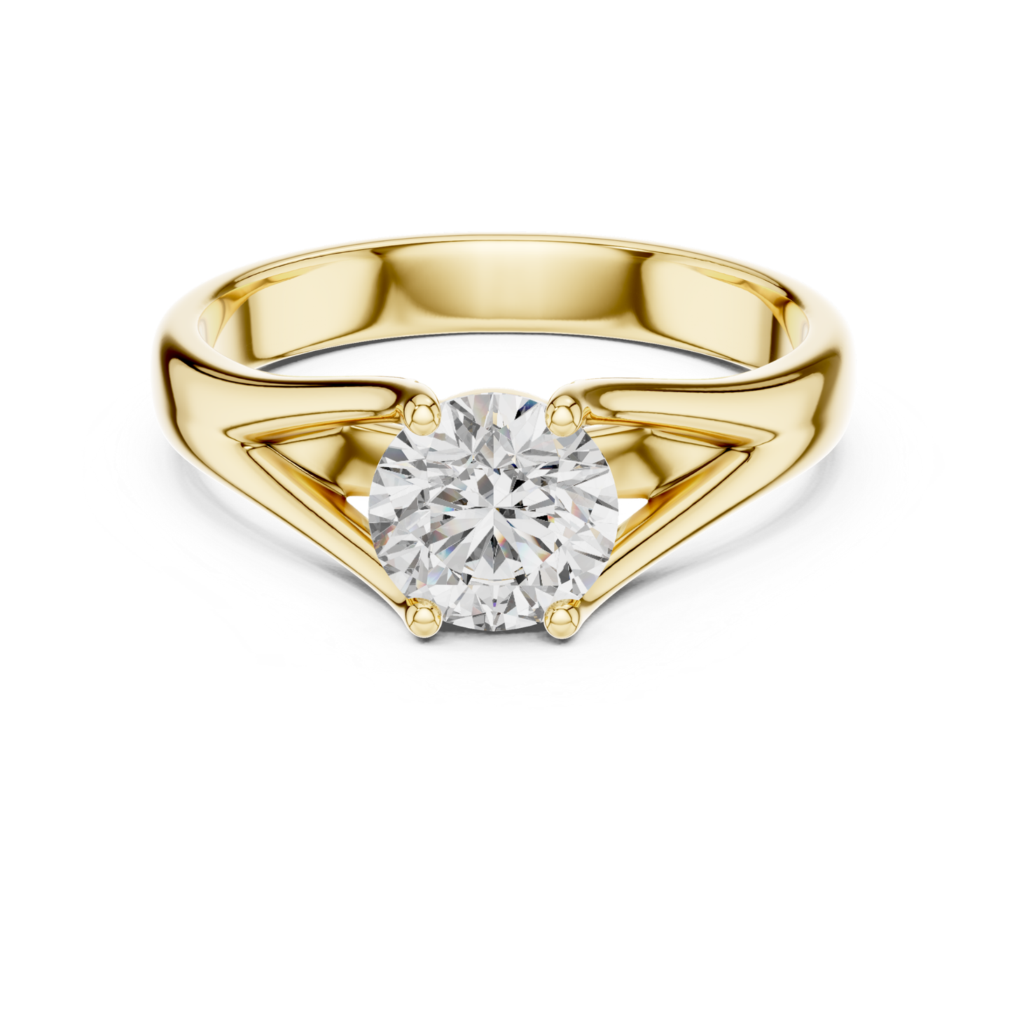 Round Diamond V Shape Band Ring | 18K Gold Fine Jewelry
