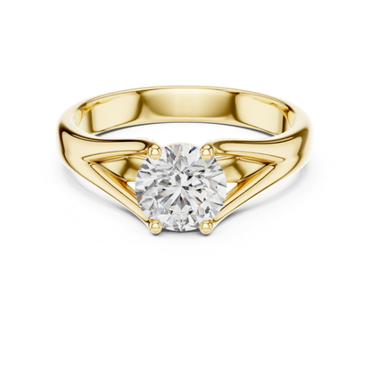 Round Diamond V Shape Band Ring | 18K Gold Fine Jewelry