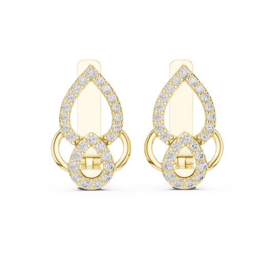 Elegant Diamond Drop Earrings with Teardrop Openwork Luxury
