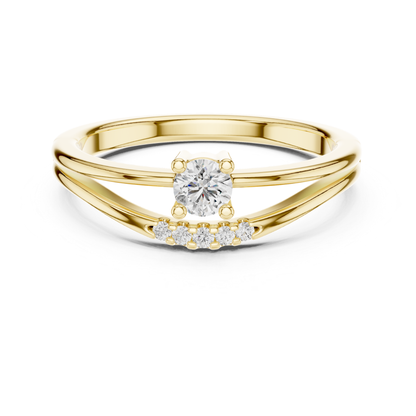 Round Cut Diamond Chevron Ring | Elegant Minimal Luxury Style