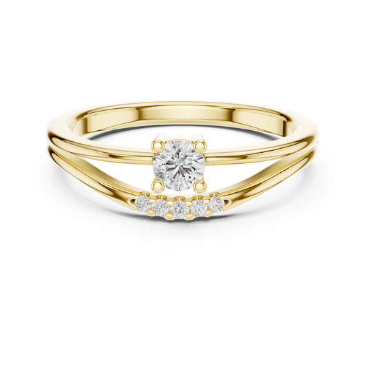 Round Cut Diamond Chevron Ring | Elegant Minimal Luxury Style