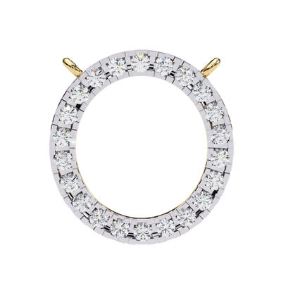 Round Halo Circle Lab Grown Diamond Pendant With Chain | 18K