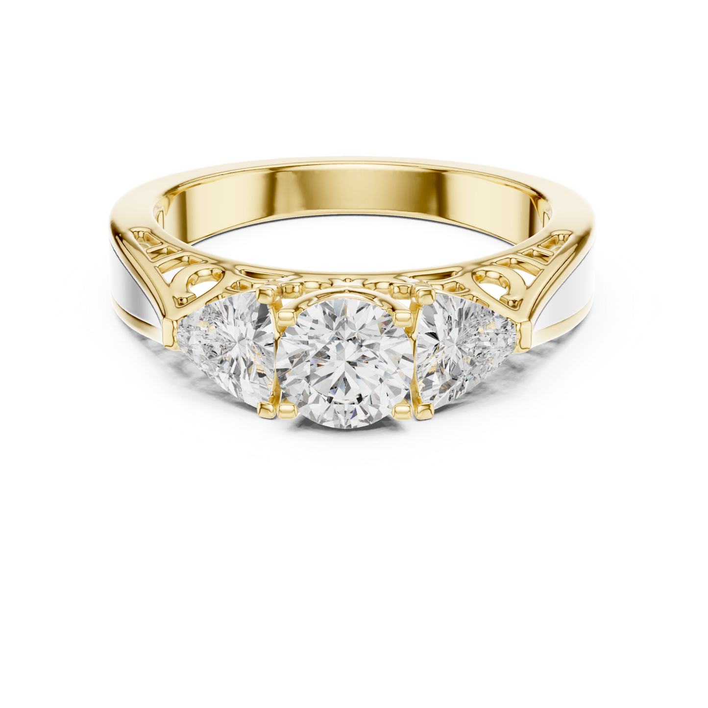 Runder Diamant-Ring mit drei Steinen | Drei Steine, eine Liebe