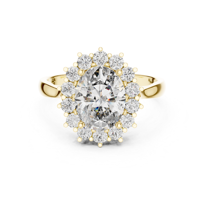 Oval Cut Halo Diamond Rings | Luxury Yellow Gold Statement Style