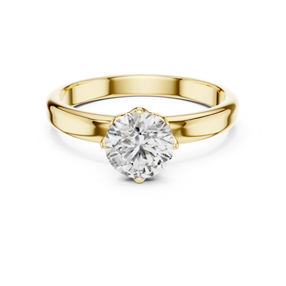 Round Diamond Plain Solitaire Ring | 18K Gold Jewelry