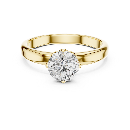 Round Diamond Plain Solitaire Ring | 18K Gold Jewelry