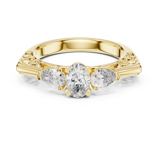 Oval Center Three Diamond Accent Ring | Grace in Every Stone