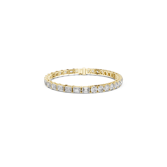 Round & Emerald Cut Diamond Tennis Bracelet | Luxury Elegance Style
