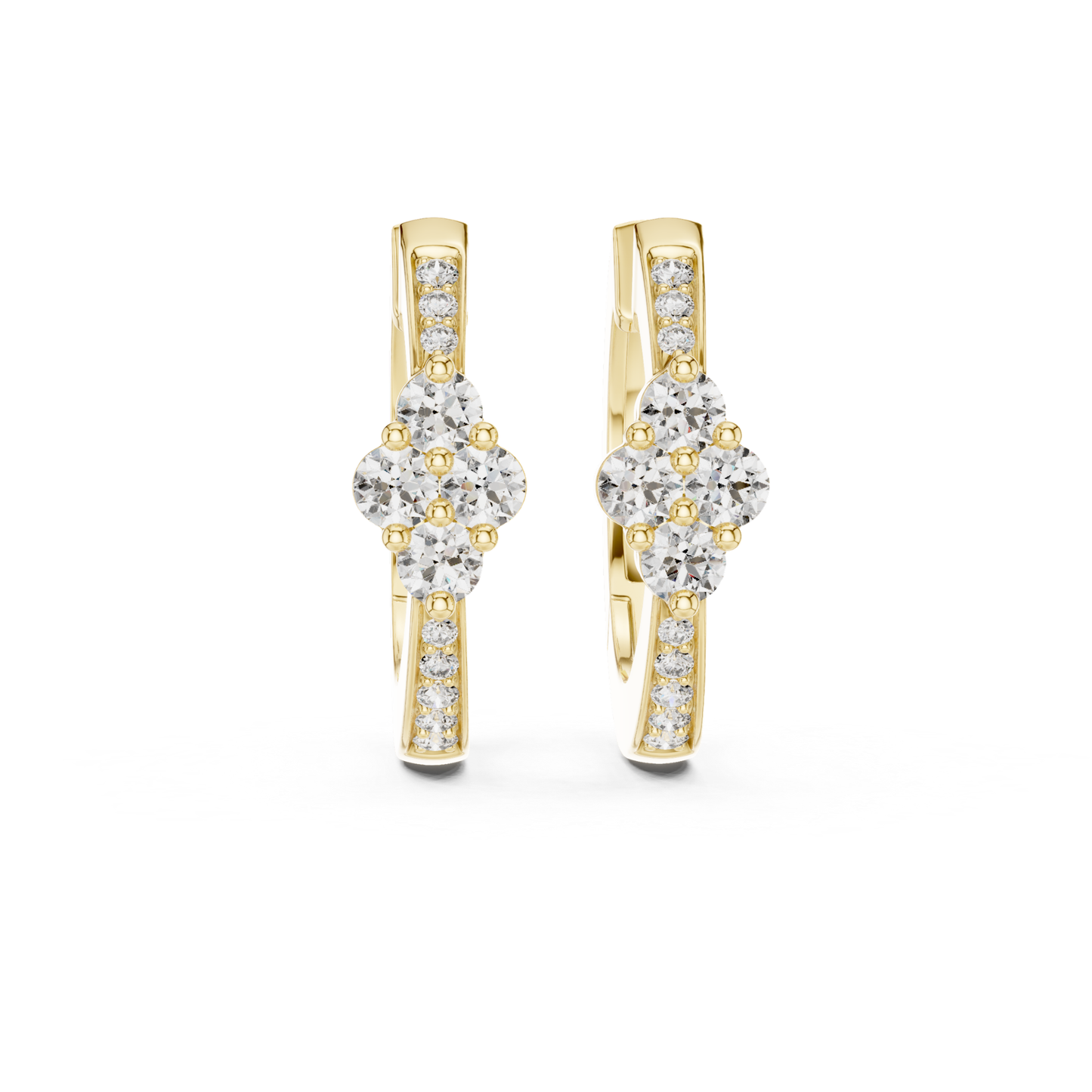 Floral Diamond Hoop Earrings with Round Brilliant Cluster Detail | Eternal Bloom