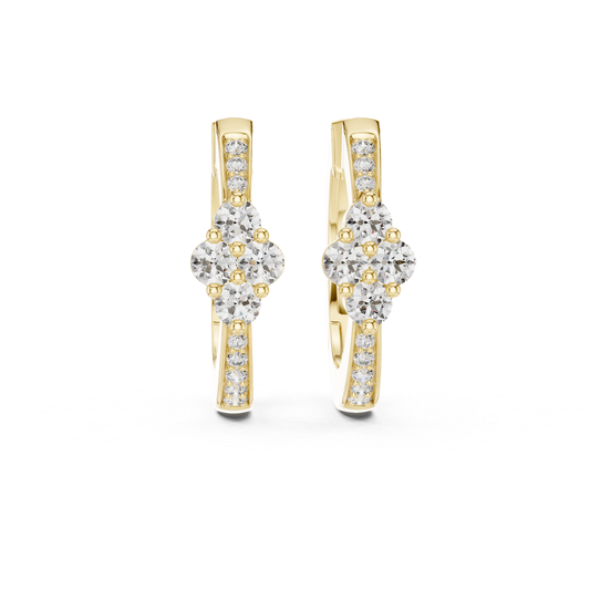 Floral Diamond Hoop Earrings with Round Brilliant Cluster Detail | Eternal Bloom