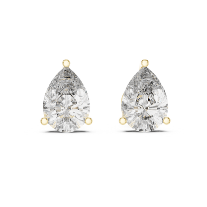 Pear Shape Diamond Stud Earrings | Prong Setting 18K Gold