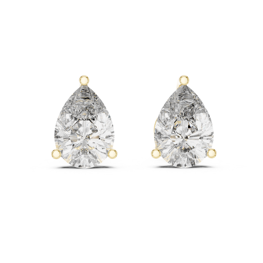 Pear Shape Diamond Stud Earrings | Prong Setting 18K Gold