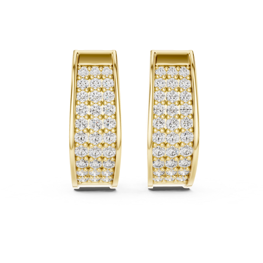 Rectangular Diamond Hoop Earrings with Multi Row Brilliance | Modern Radiance
