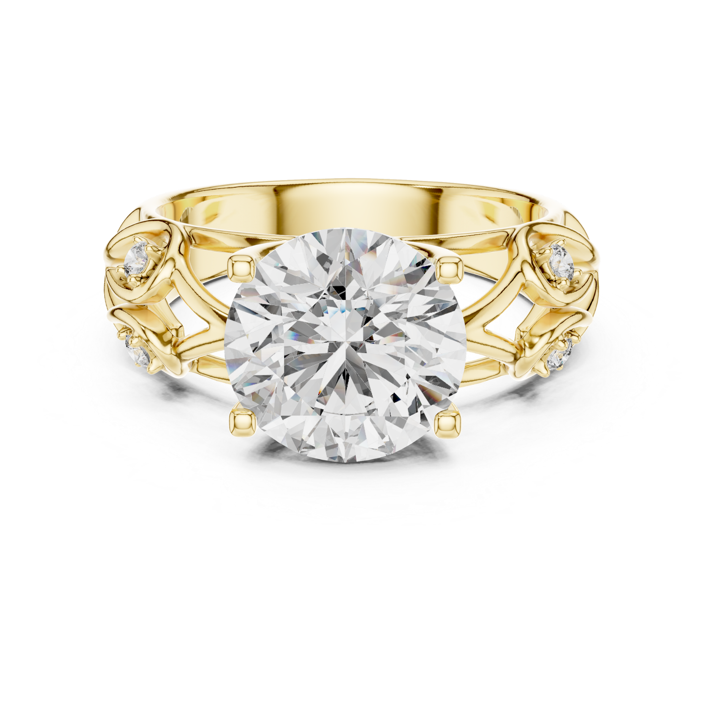Round Cut Diamond Ring with Detailed Band | Every Detail Shines