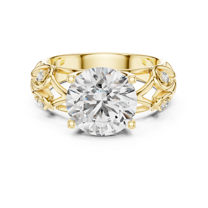 Round Cut Diamond Ring with Detailed Band | Every Detail Shines