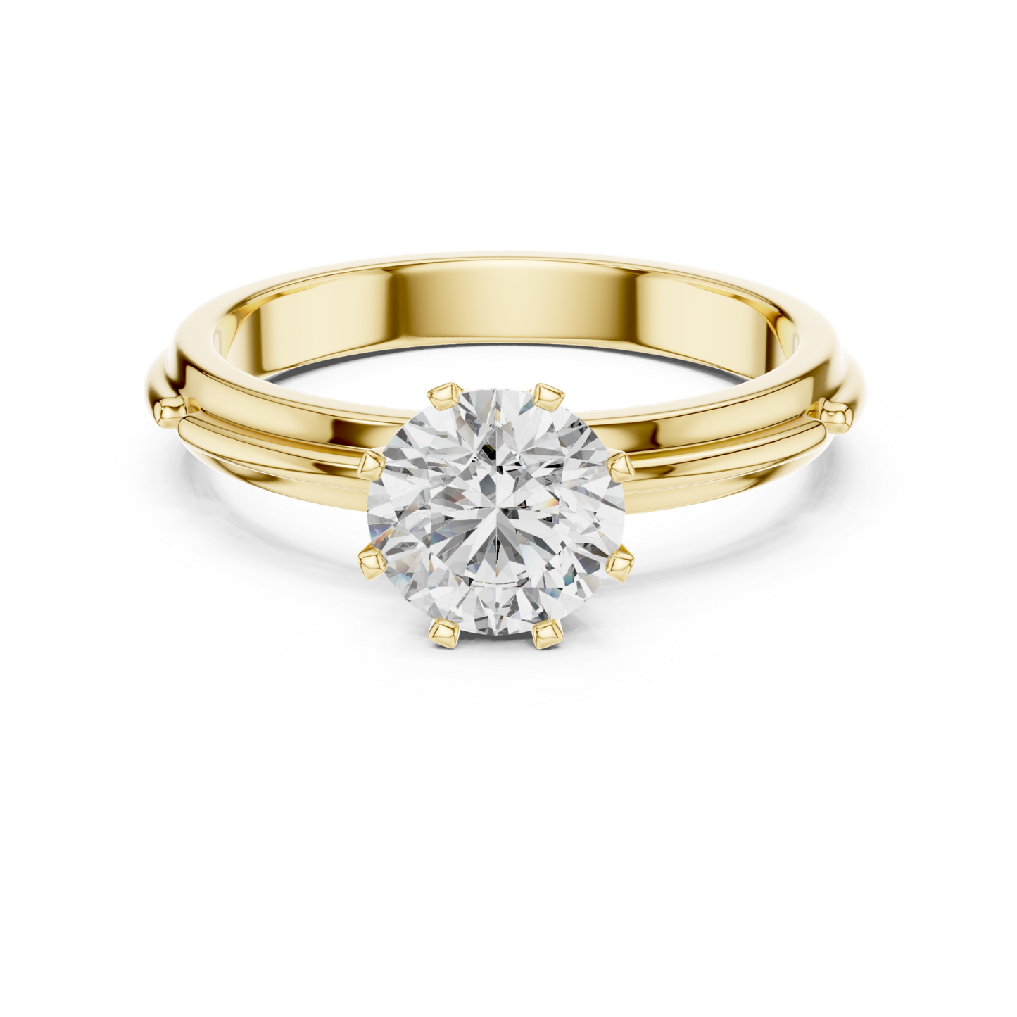Round Diamond Designer Band Ring | 18K Gold Fine Jewelry