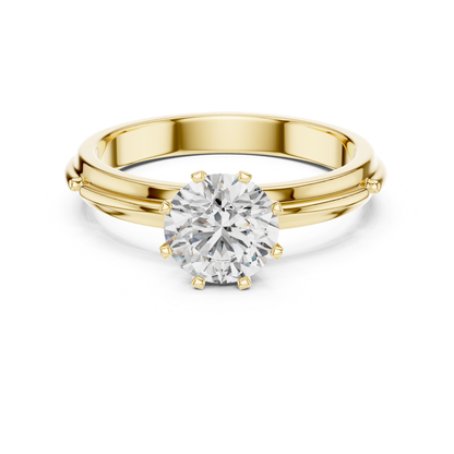 Round Diamond Designer Band Ring | 18K Gold Fine Jewelry