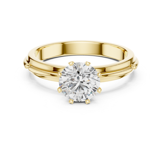 Round Diamond Designer Band Ring | 18K Gold Fine Jewelry