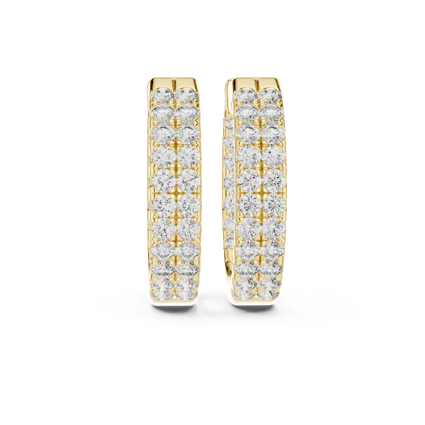 Diamond Pave Huggie Hoop Earrings with Double Row Elegance | Luxury Jewelry