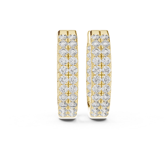 Diamond Pave Huggie Hoop Earrings with Double Row Elegance | Luxury Jewelry