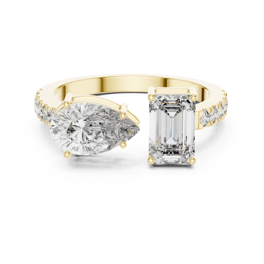 Pear and Emerald Cut Diamond Toi Et Moi Ring | You, Me & Forever