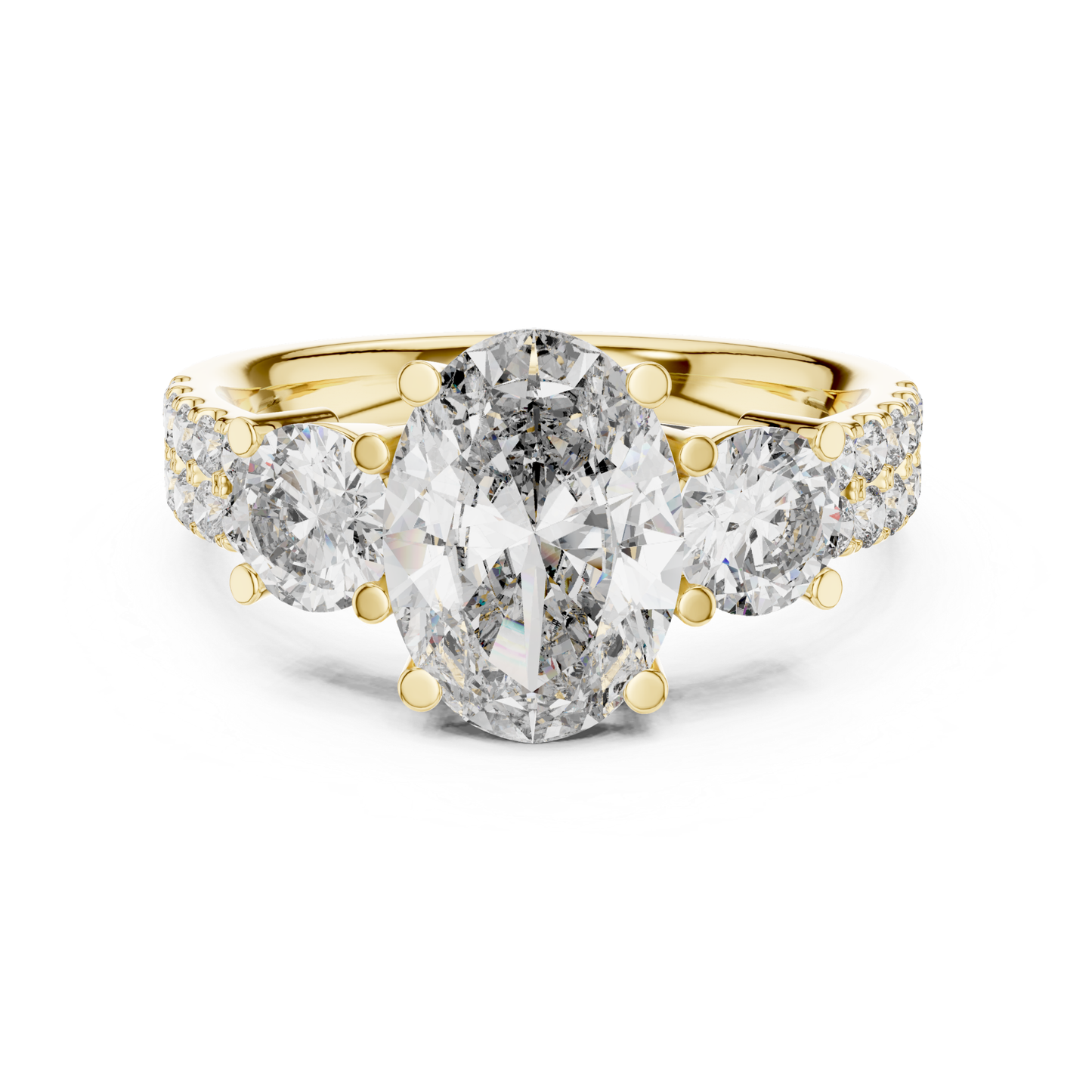 Oval Cut Three Stone Diamond Ring | Luxury Gold Engagement Style
