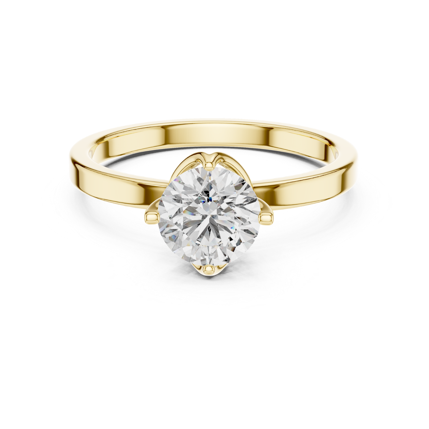 Round Diamond Heart Prong Ring | 18K Gold Fine Jewelr