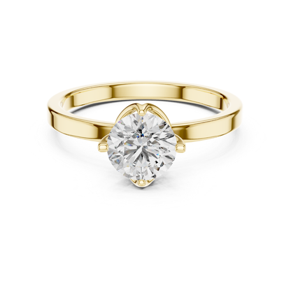 Round Diamond Heart Prong Ring | 18K Gold Fine Jewelr