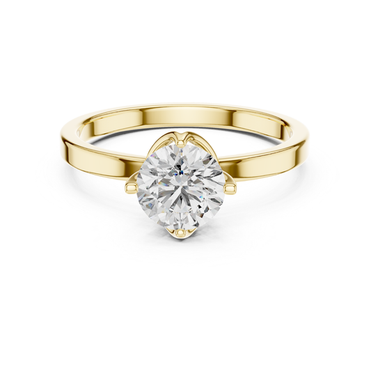 Round Diamond Heart Prong Ring | 18K Gold Fine Jewelr