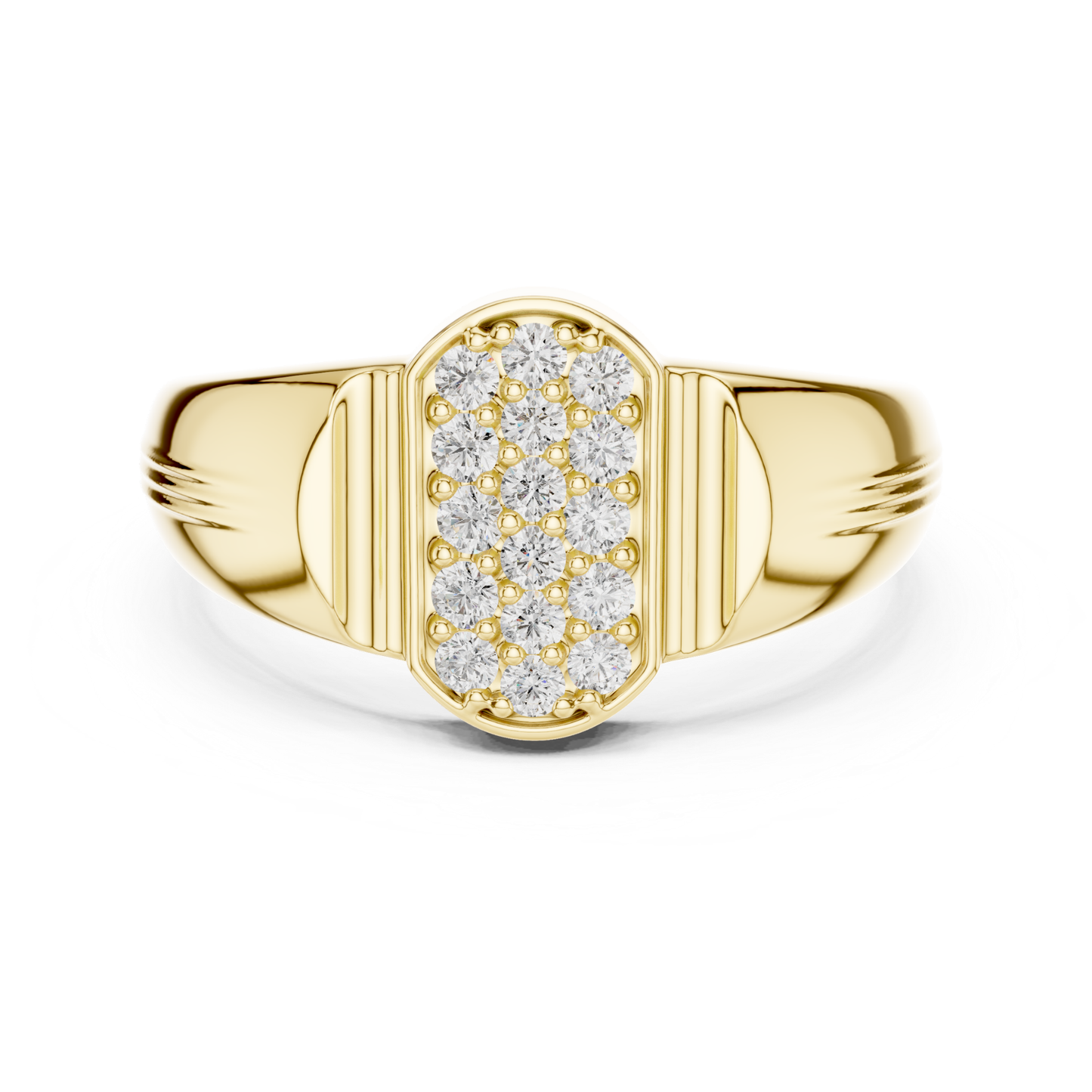 Round Diamond Cluster Signet Ring | Modern Luxury Style
