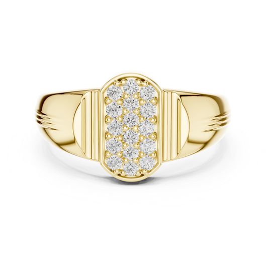 Round Diamond Cluster Signet Ring | Modern Luxury Style
