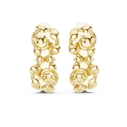 Abstract Leaf Gold Hoop Earrings | Contemporary Sculpted Elegance