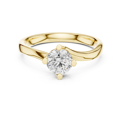Round Cut Twist Solitaire Diamond Ring | Elegant Modern Style