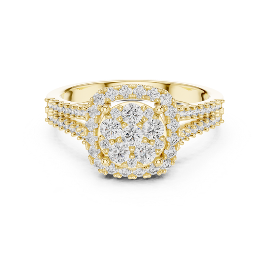 Round Cluster Halo Diamond Rings | Luxury Vintage Style