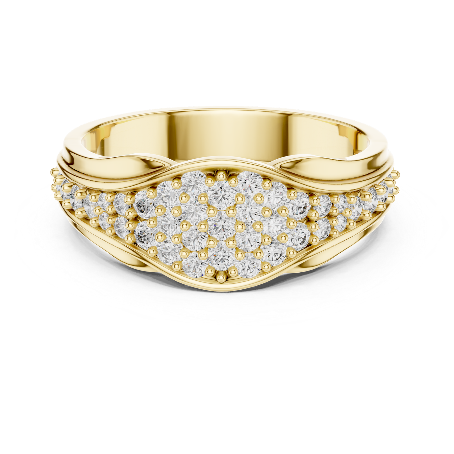 Round Diamond Cluster Wave Band | Elegant Luxury Style
