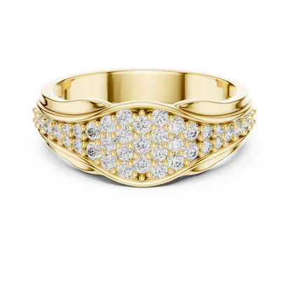 Round Diamond Cluster Wave Band | Elegant Luxury Style