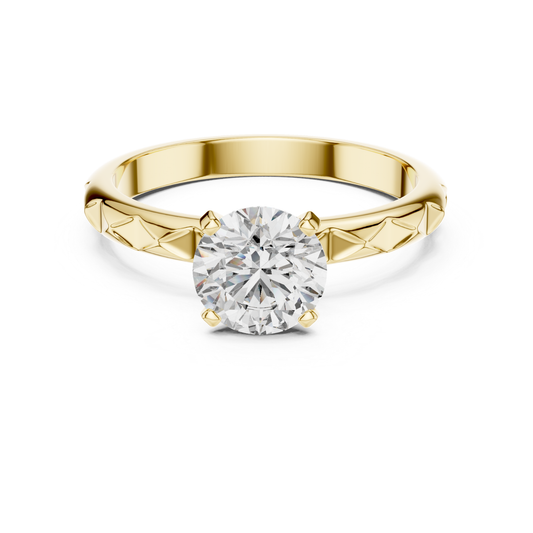 Round Diamond Pattern Band Ring | 18K Gold Fine Jewelry