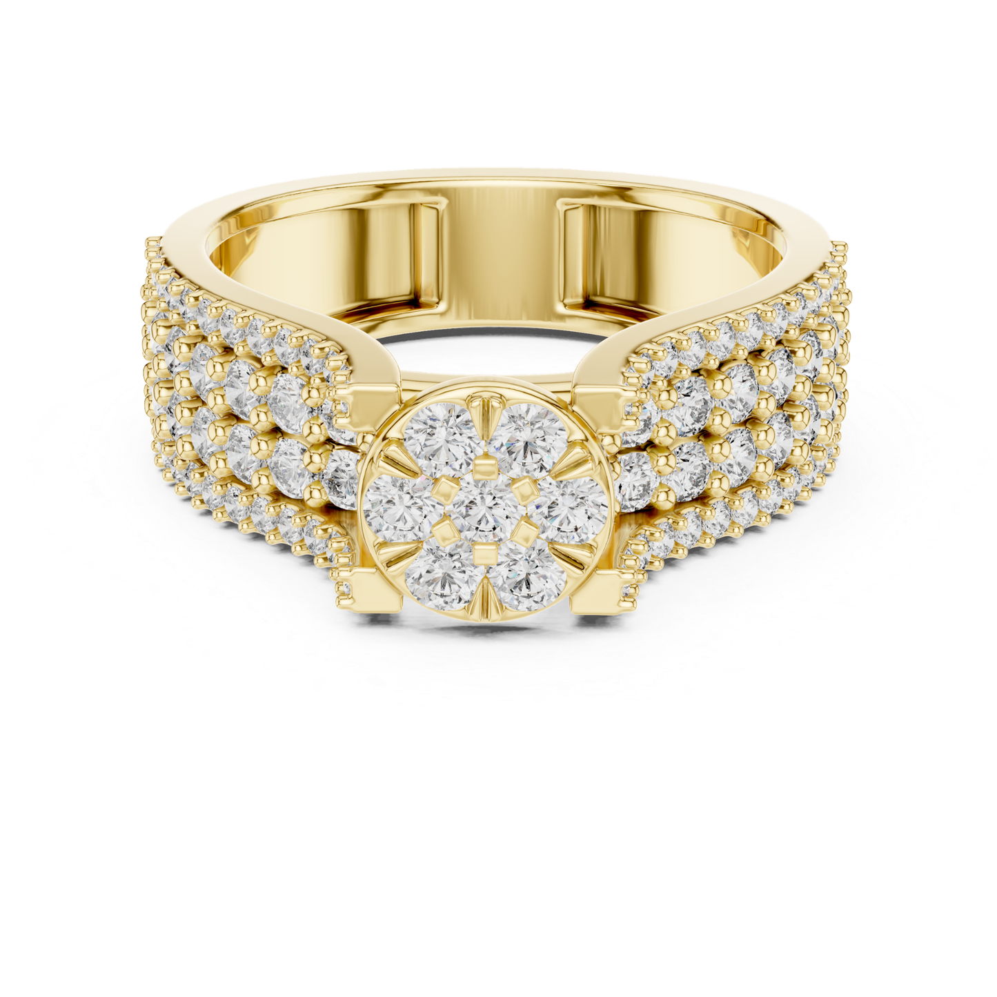 Flower Cluster Diamond Ring | Luxury Pave Gold Ring Style