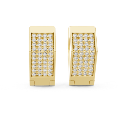 Rectangular Diamond Hoop Earrings with Multi Row Brilliance | Modern Radiance