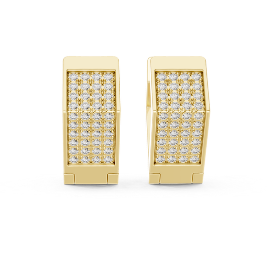 Rectangular Diamond Hoop Earrings with Multi Row Brilliance | Modern Radiance