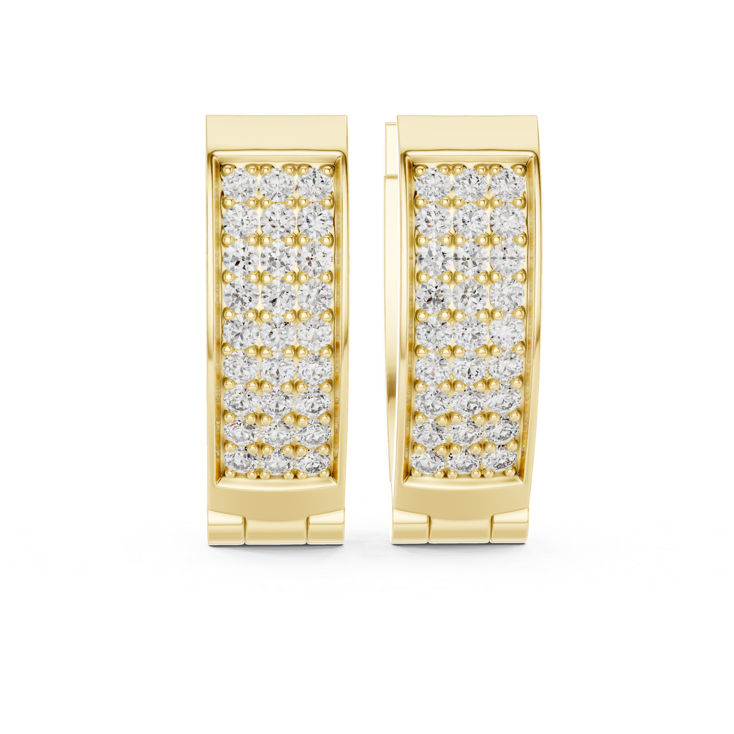 Rectangular Pave Diamond Hoop Earrings | Modern Luxe Brilliance