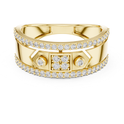 Luxury Diamond Square Center Band Rings | Modern Statement Style