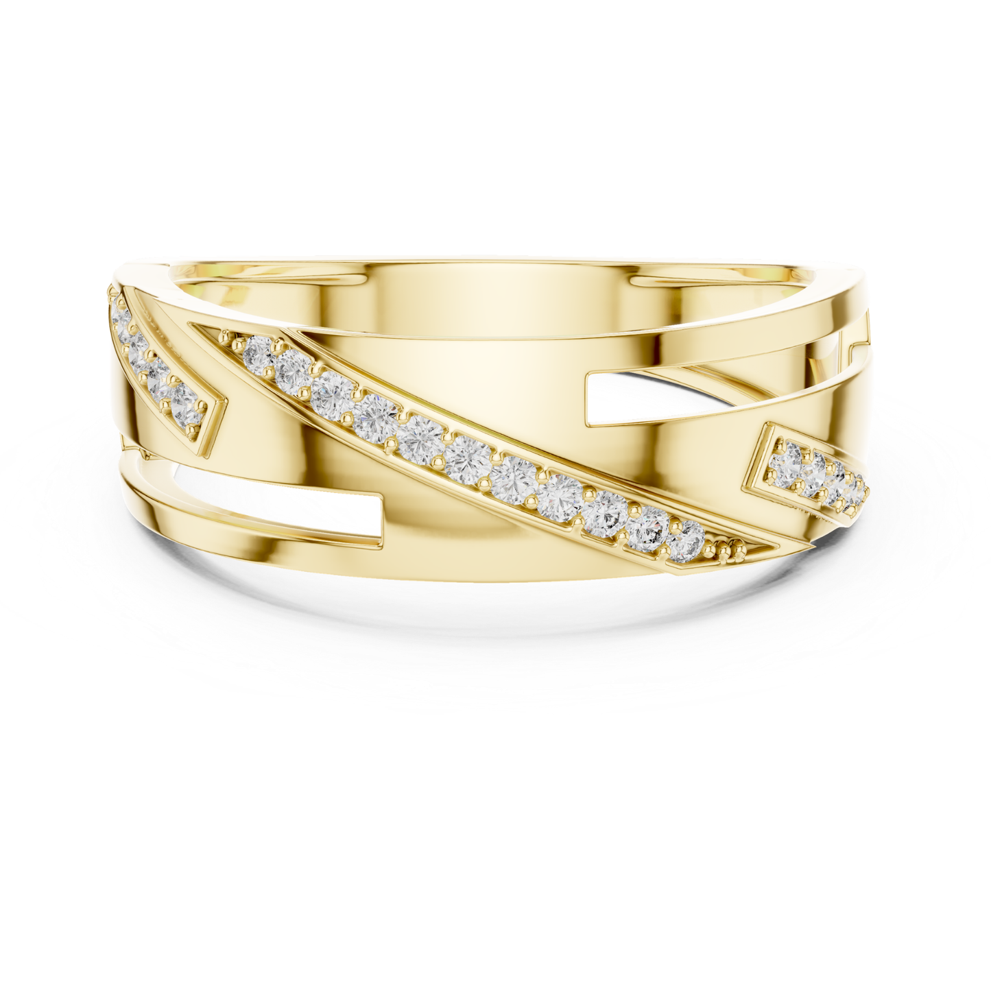 Luxury Geometric Diamond Wedding Band | Modern Wide Style