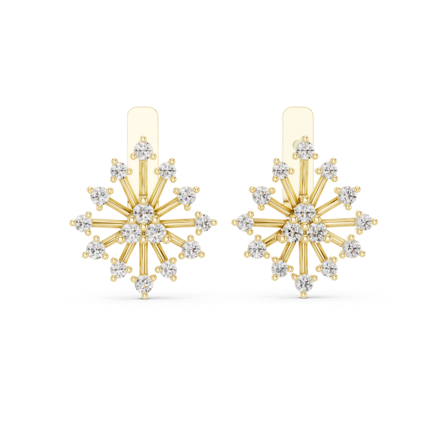 Starburst Diamond Stud Earrings with Round Brilliant Details | Celestial Glow