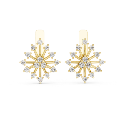 Starburst Diamond Stud Earrings with Round Brilliant Details | Celestial Glow