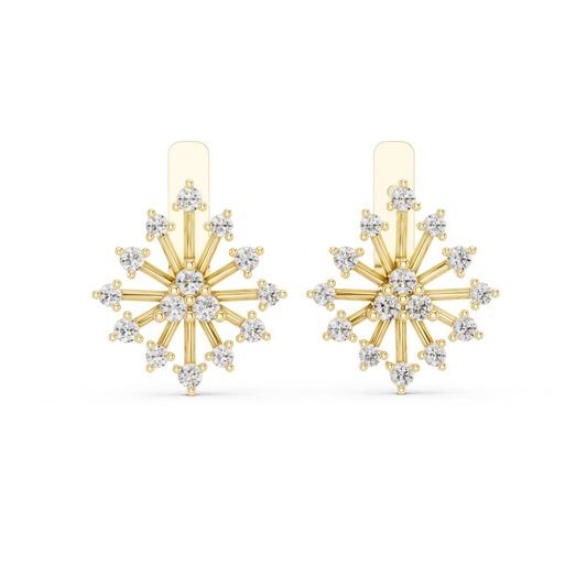 Starburst Diamond Stud Earrings with Round Brilliant Details | Celestial Glow